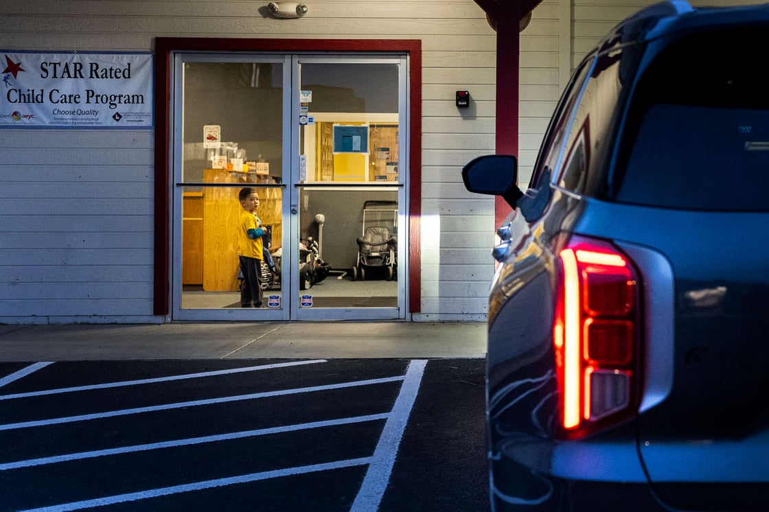 A child waits inside a daycare center in Nampa, Idaho, on November 20, 2024. (Getty/Melina Mara/The Washington Post)