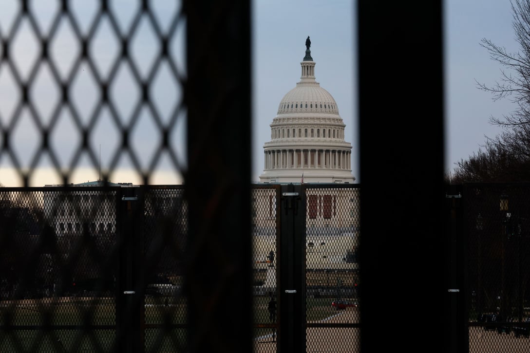 The U.S. Capitol building is seen through fencing in Washington, D.C., on January 5, 2025. (Getty/Kevin Dietsch)