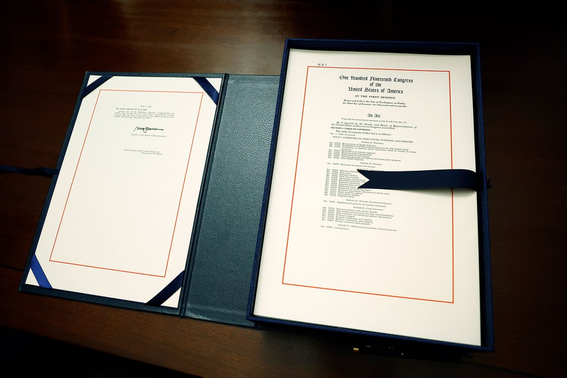 H.R. 1, the One Big Beautiful Bill Act, is seen during an enrollment ceremony at the U.S. Capitol on July 3, 2025, in Washington. (Getty/Kevin Dietsch)