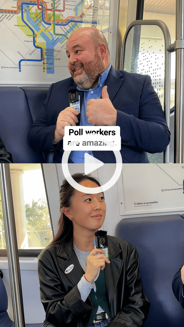Video thumbnail of CAP's Ben Hovland sitting on the Washington DC Metro explaining the importance of poll workers.
