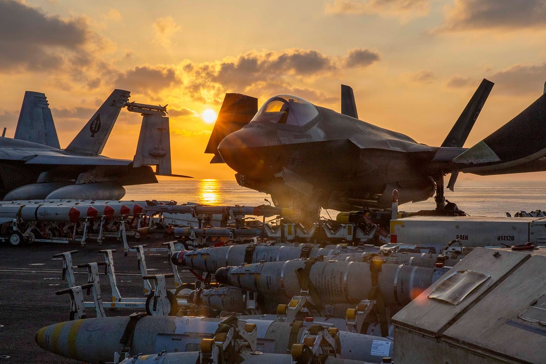 An F-35C Lightning II is staged for flight operations aboard the Nimitz-class aircraft carrier USS Abraham Lincoln in support of Operation Epic Fury on March 2, 2026.  (Getty/handout via U.S. Navy)