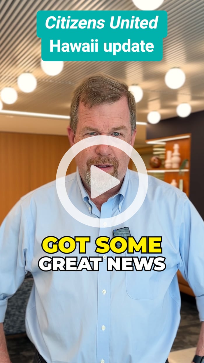 Video thumbnail of CAP Senior Fellow Tom Moore giving the latest update on Hawaii's plan to make Citizens United irrelevant.